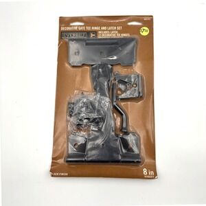 Everbilt Decorative Black Gate‎ Tee Hinge and Latch Set with Padlock Hole